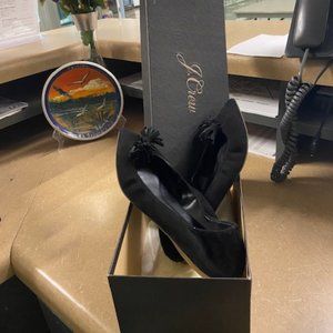 Black Tassel Flats in Suede